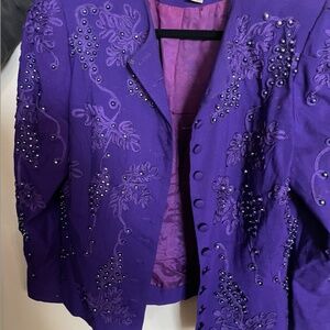 Marie St. Claire Purple Embellished Button-up Jacket